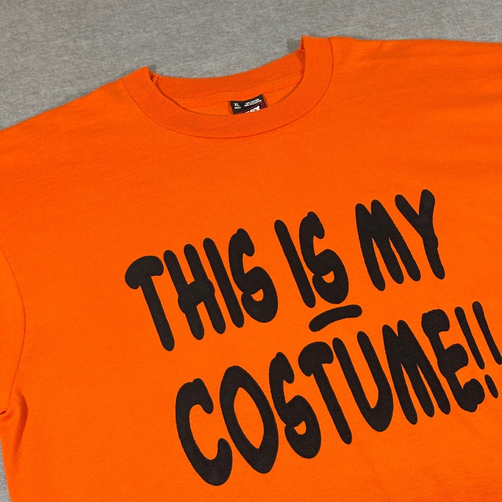 Vintage Best Fruit of the Loom This Is My Costume Halloween T-Shirt Orange XL